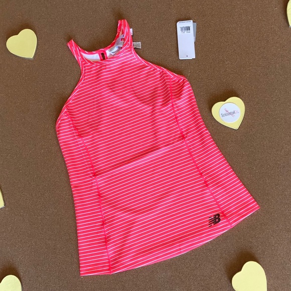 New Balance Tops - {New Balance} Vivid Coral Stripe Racerback Tank